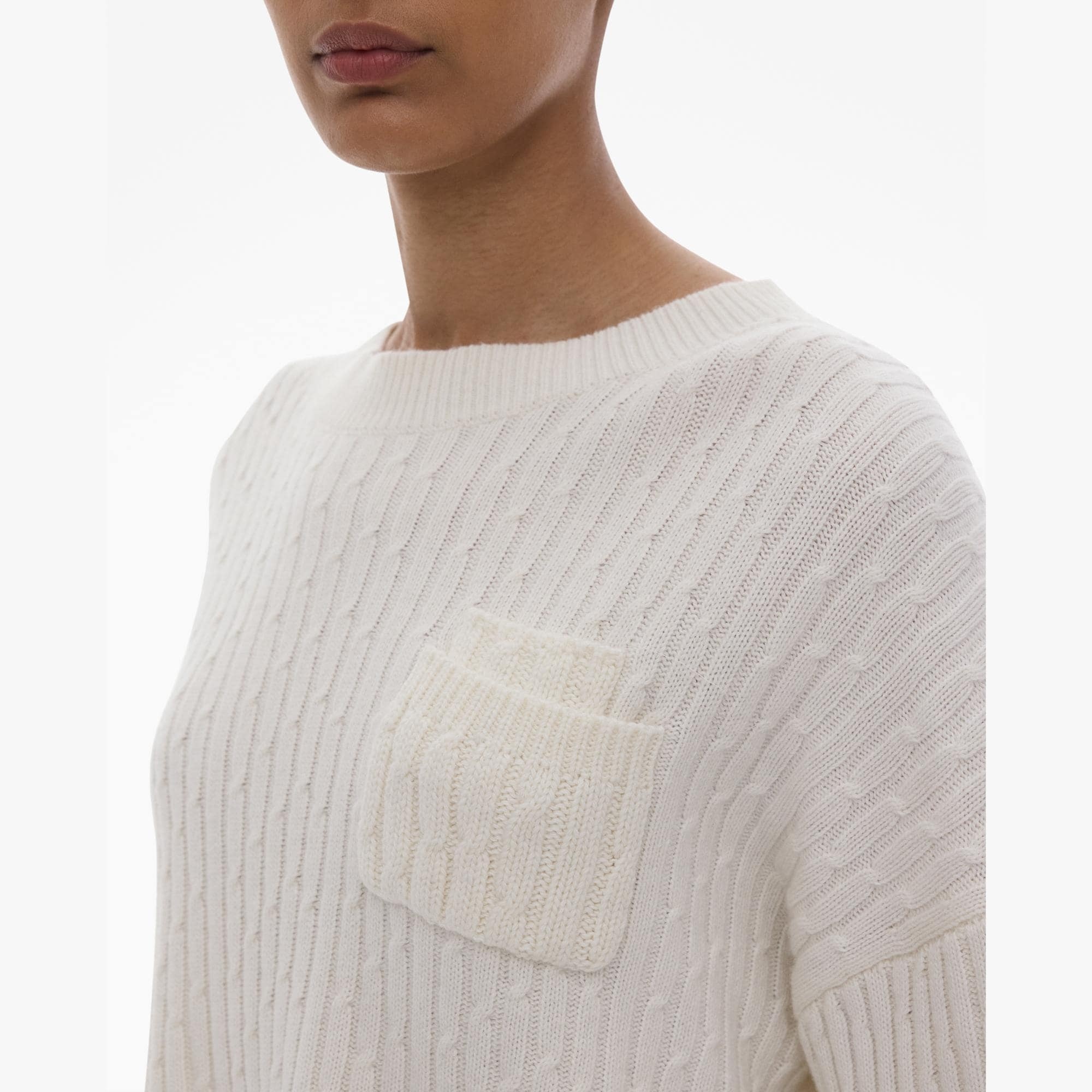 CROPPED CABLE KNIT SWEATER - 6