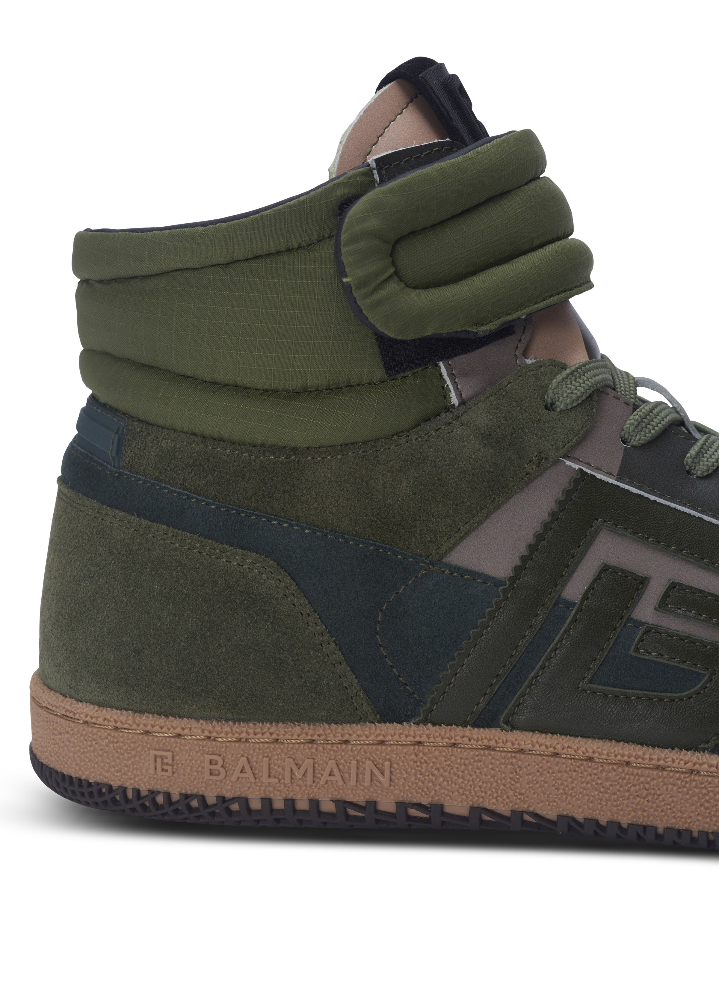 Balmain Swan Mid-Top trainers in calfskin and suede - 6