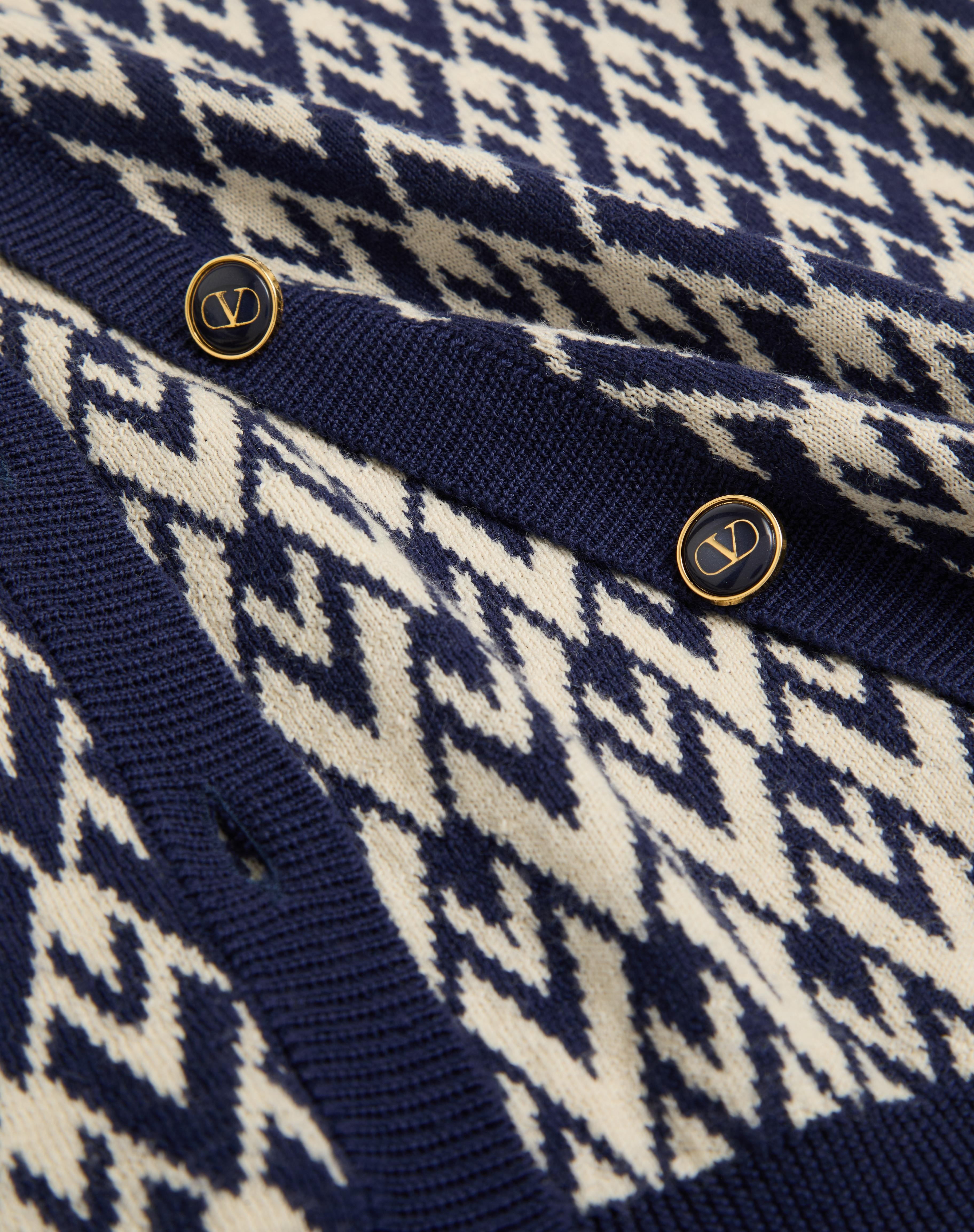WOOL CARDIGAN WITH TOUTE LA V JACQUARD PATTERN - 4