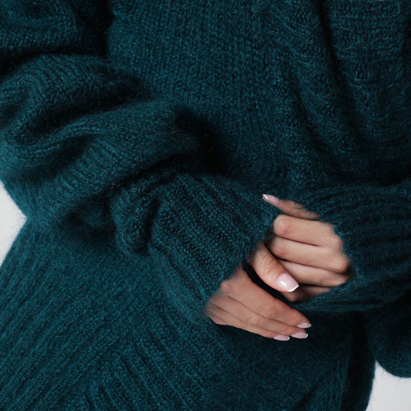 Oversized petroleum green mohair-blend sweater 4