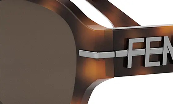 'Fendigraphy 55mm Geometric Sunglasses in Blonde Havana /Brown - 9