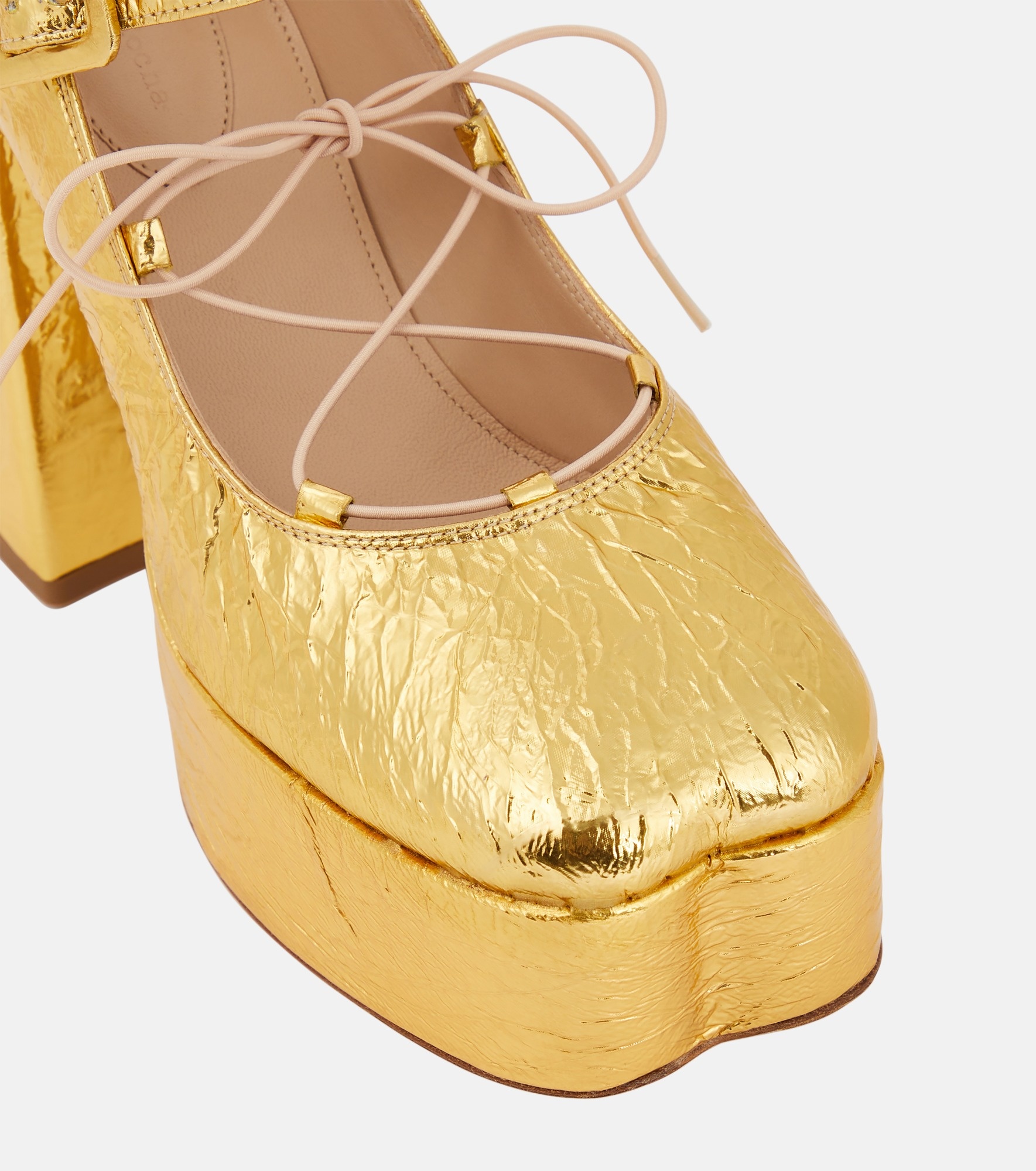 Leather ballerina platform pumps - 6