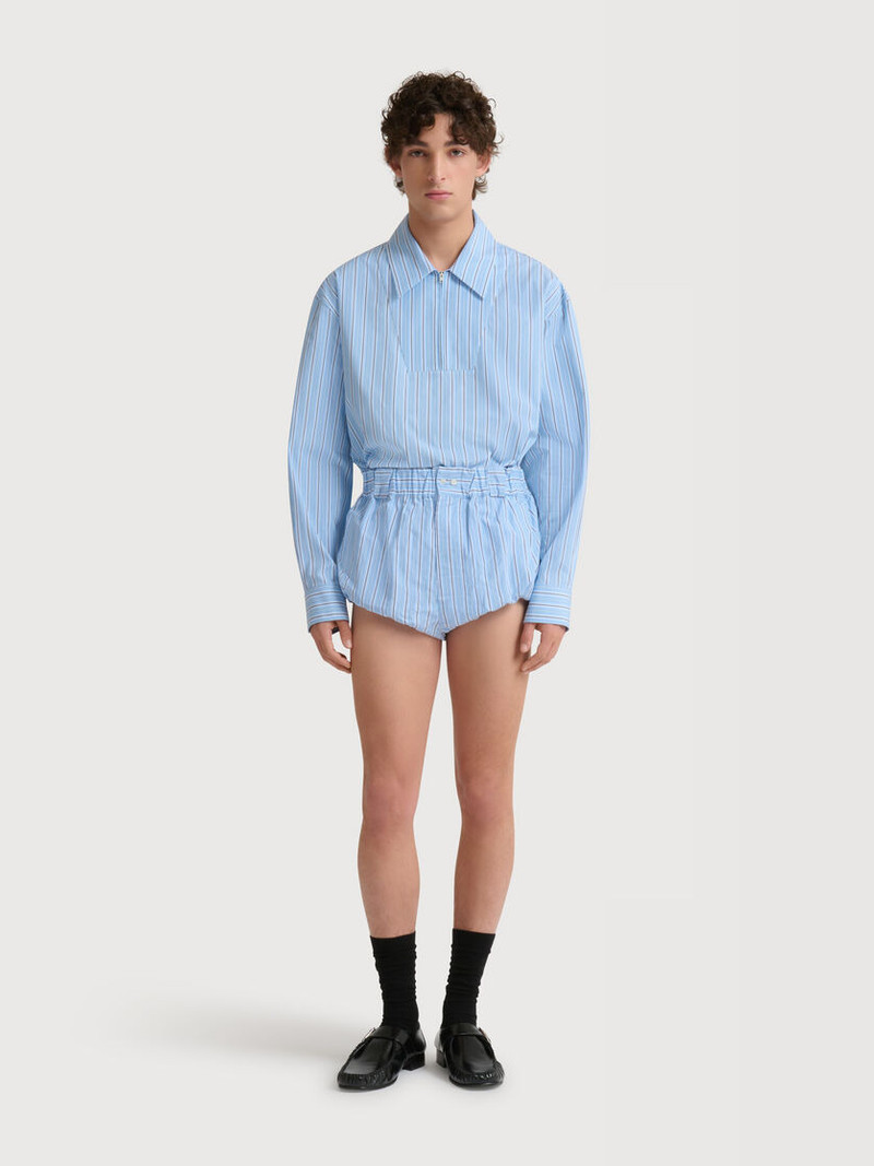 Marni LIGHT BLUE STRIPED POPLIN SHIRT WITH ZIPPER BIB outlook