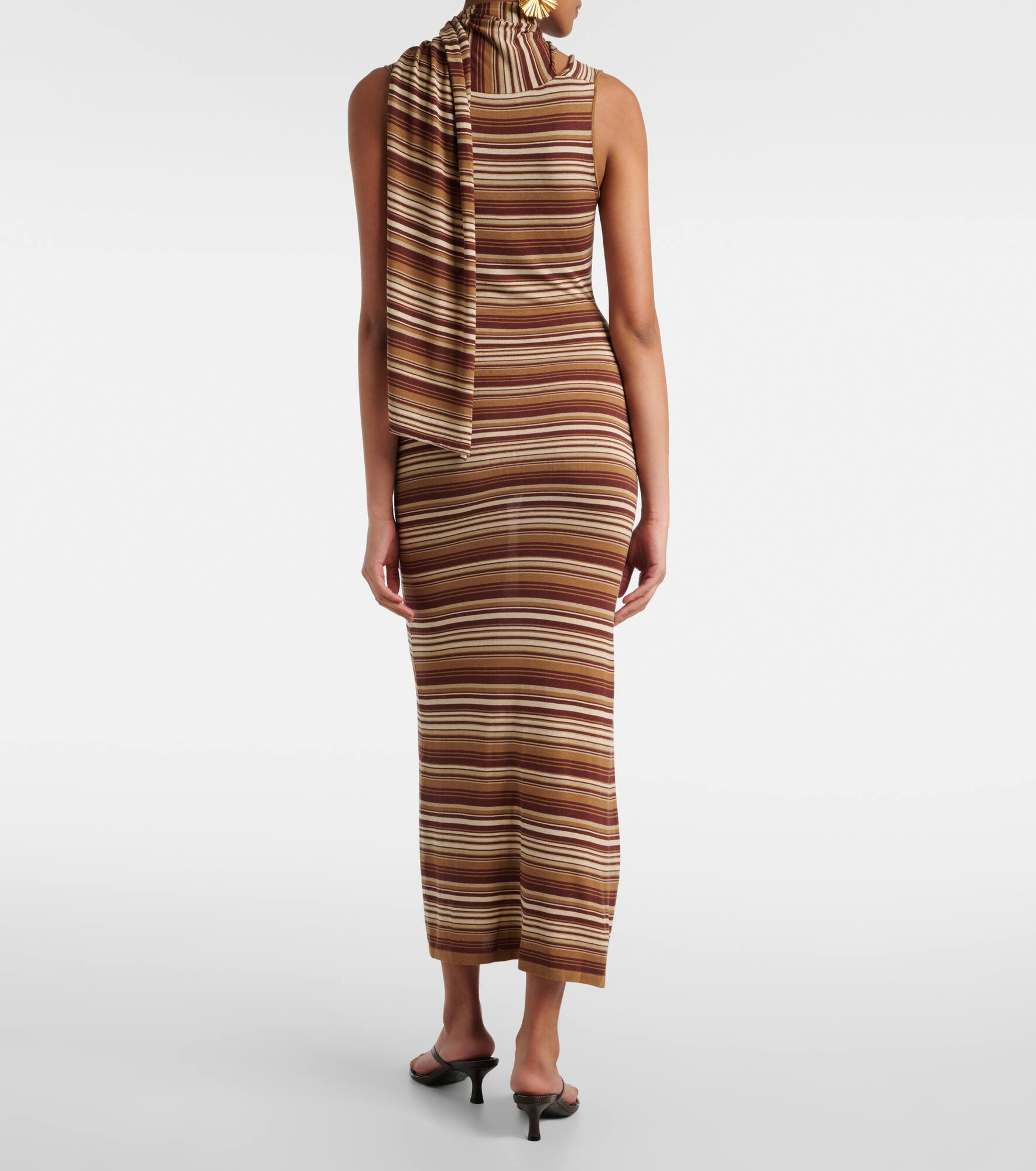 Striped silk-blend midi dress - 3