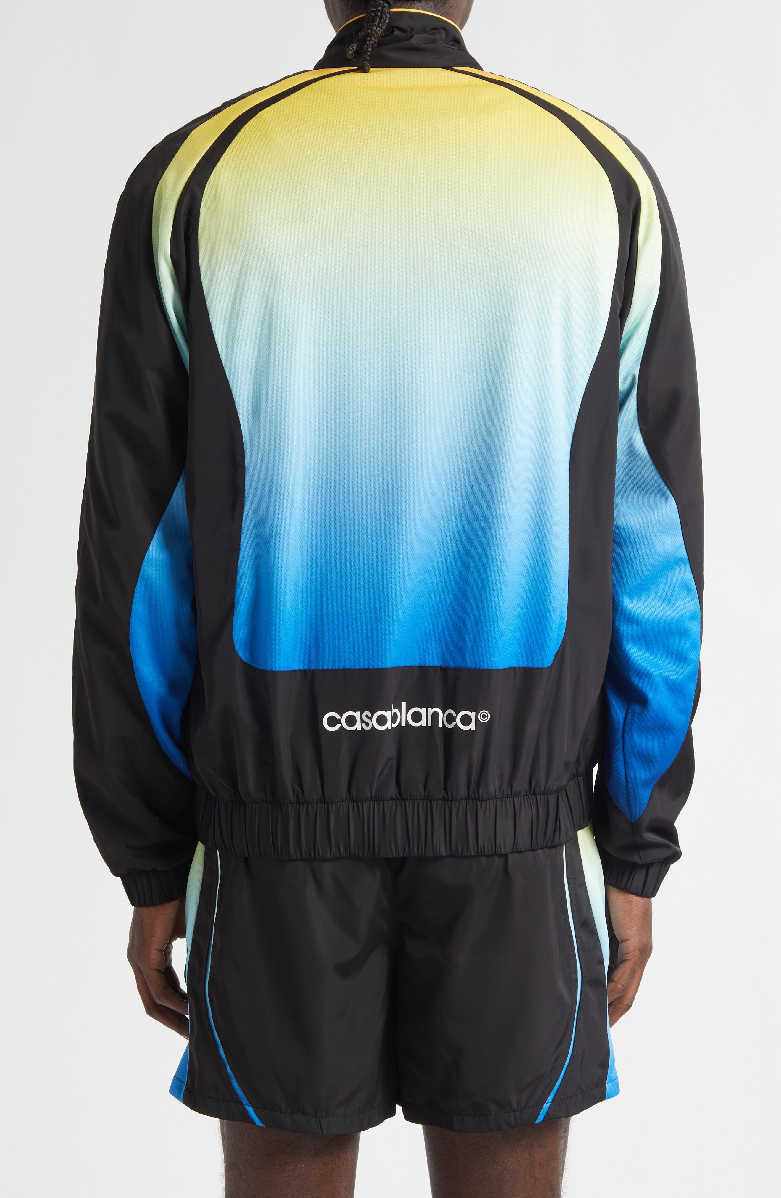 Casablanca Football Windbreaker Jacket in Birdseye Mesh Black Gradient at Nordstrom - 3