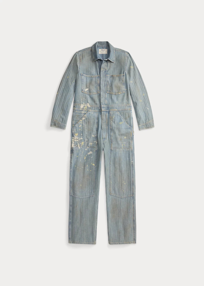 Distressed Indigo Herringbone Coverall 1