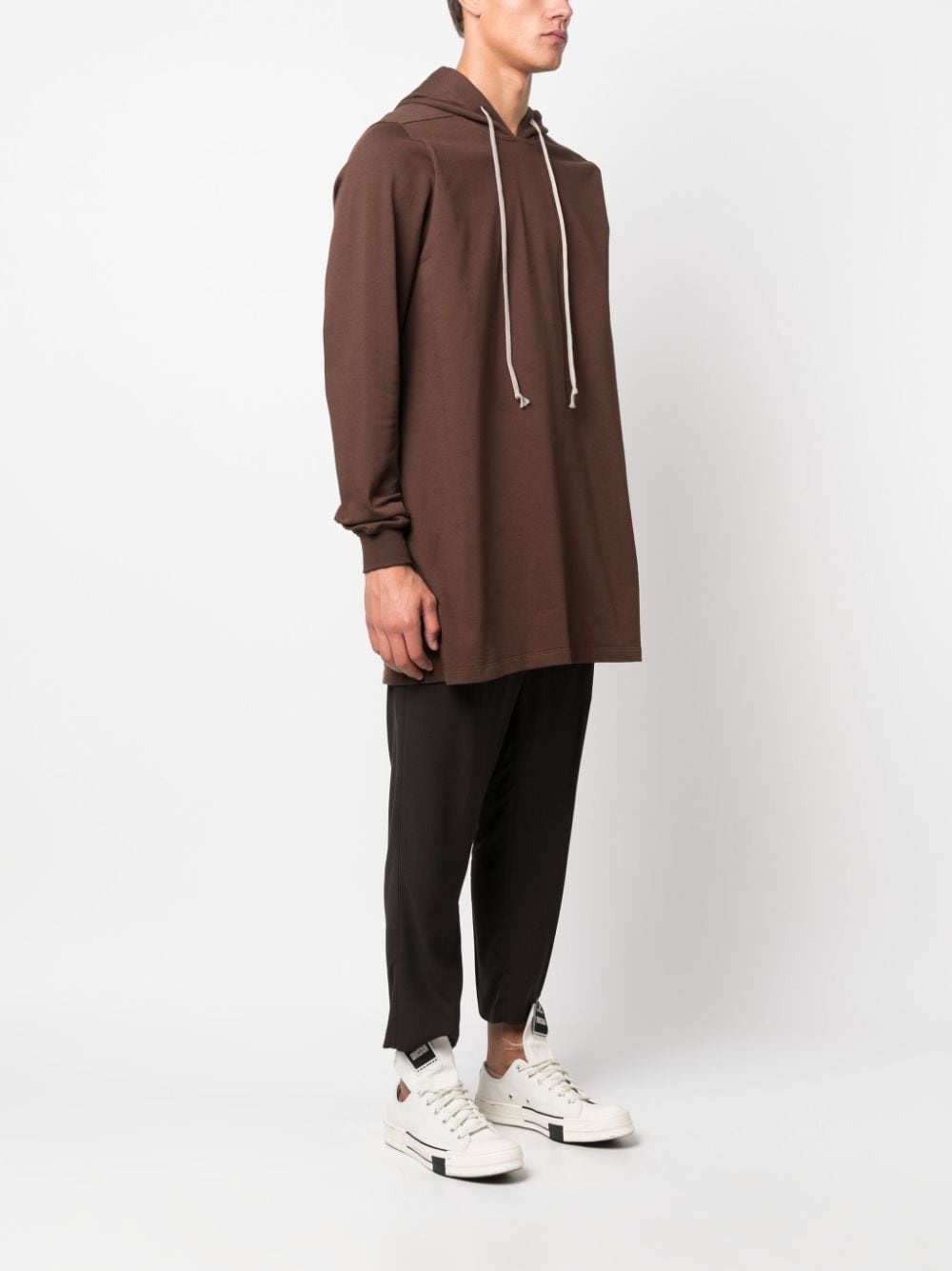 drawstring long hoodie - 3
