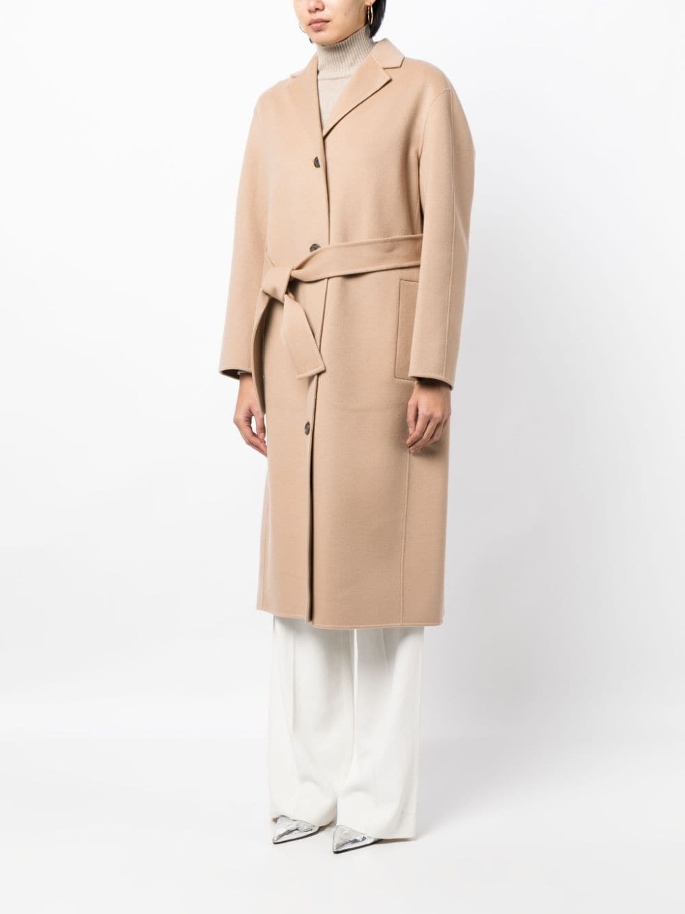 wool-cashmere belted-waist coat - 3