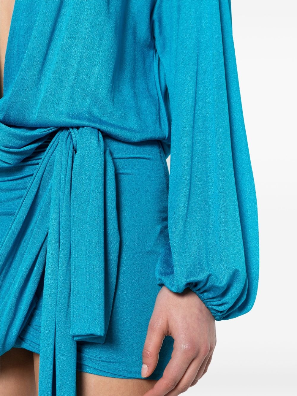draped V-neck mini dress - 9