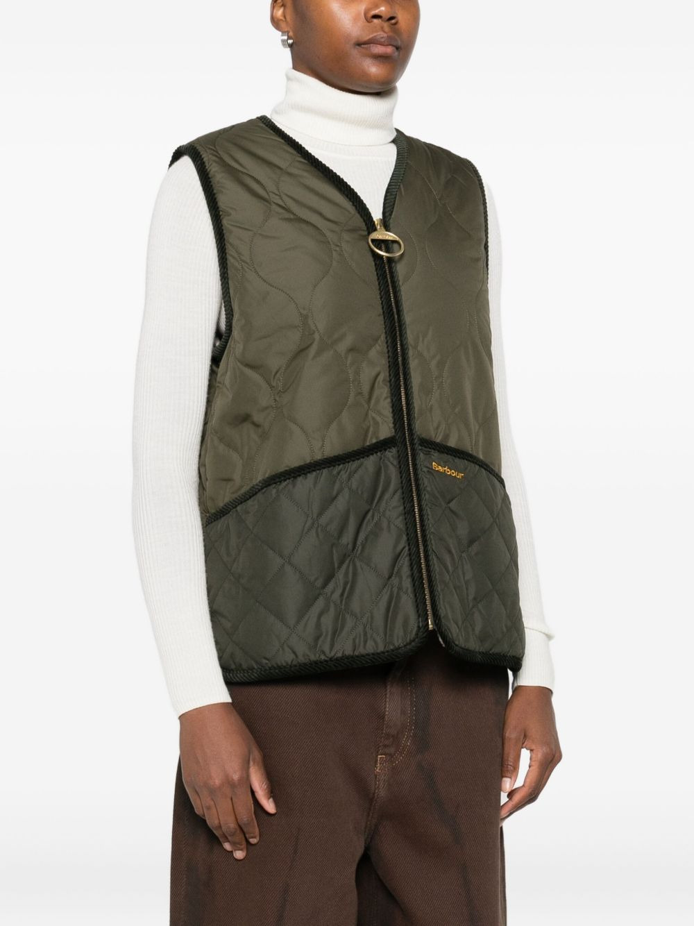 quilted zip-front gilet - 3