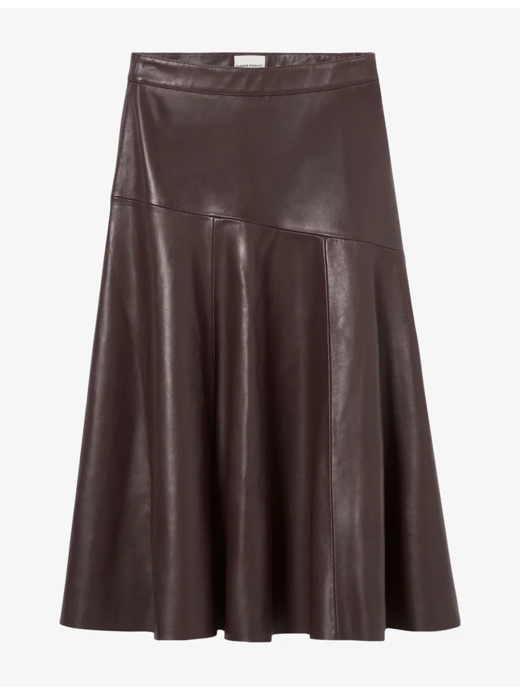 Panelled Mid-Length Leather Skirt - 1