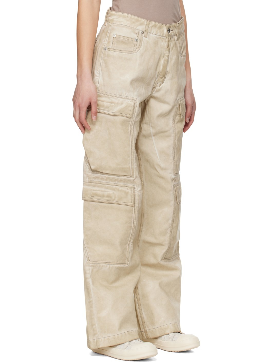 Beige Hollywood Double Cargo Jeans - 2
