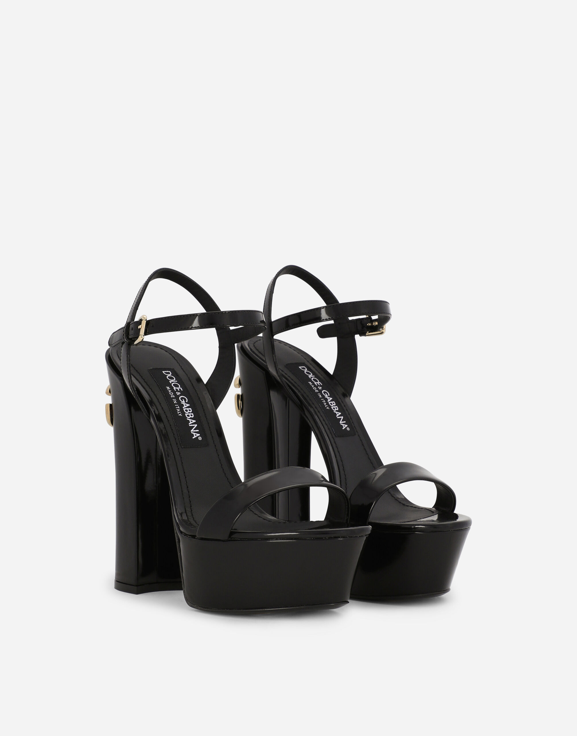 Polished calfskin platform sandals - 4