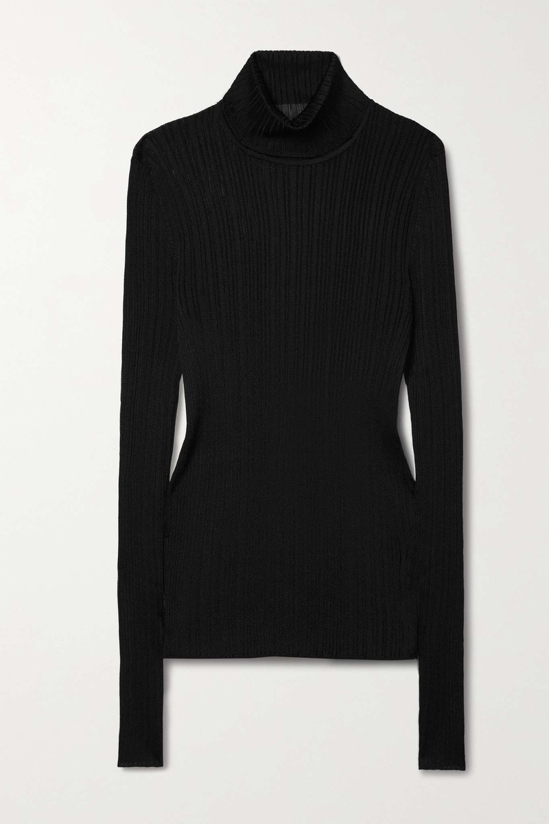 Ribbed-knit turtleneck top 1