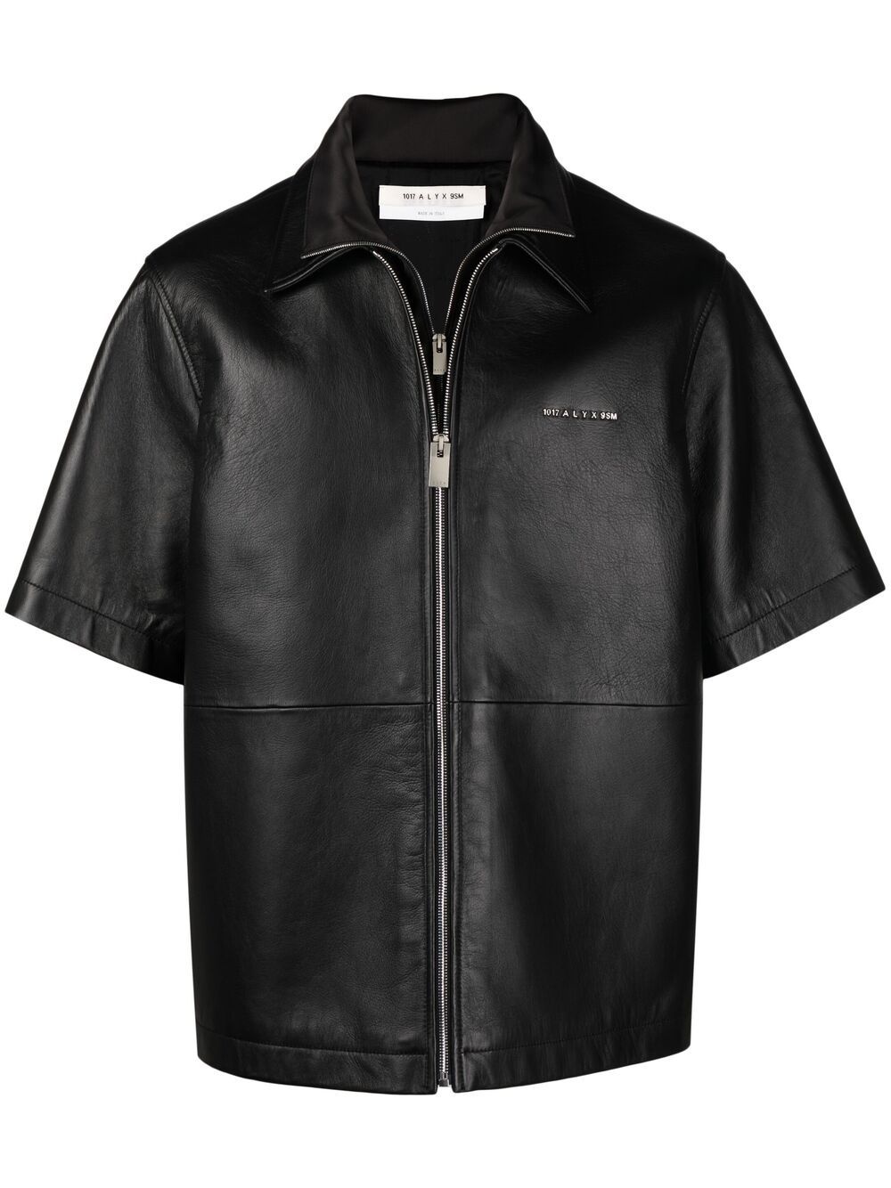 logo-plaque leather shirt - 1