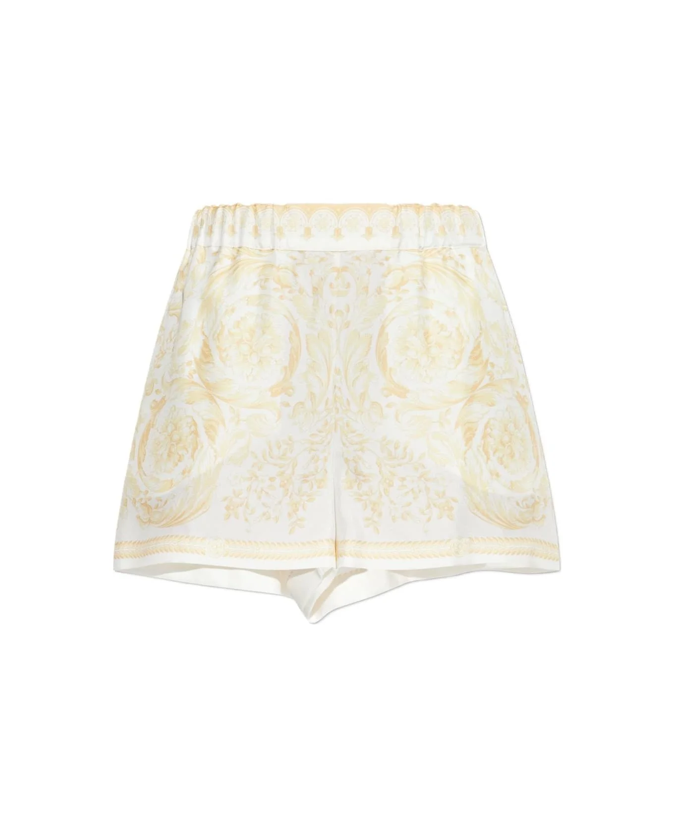 Barocco Print Silk Shorts - 1