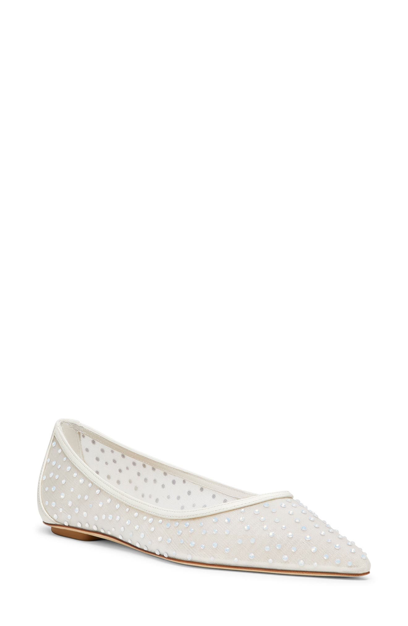 Stuart Weitzman Emilia Mesh Flat in White/Frosted White/ at Nordstrom - 1