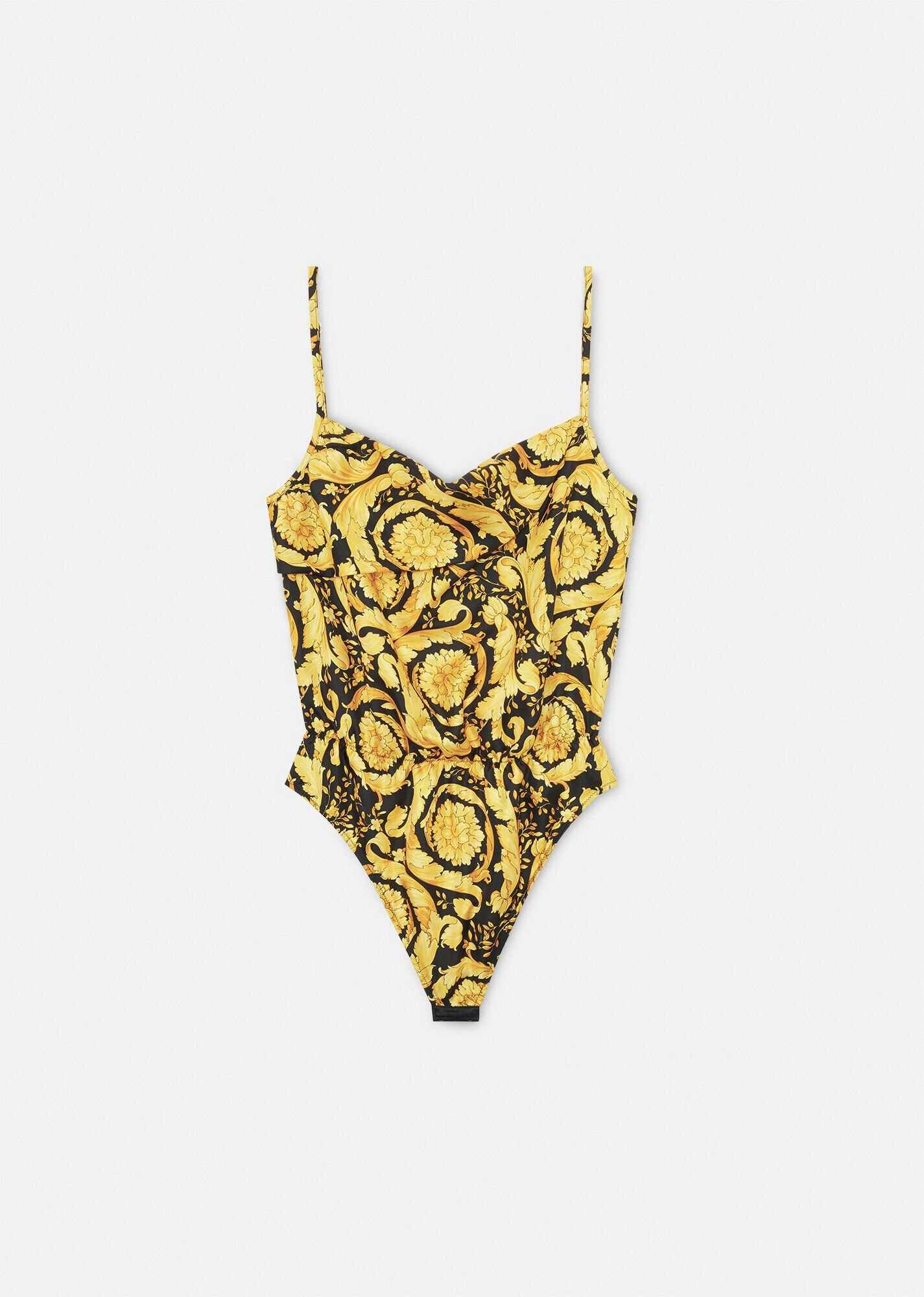 Barocco Print Silk Bodysuit - 1