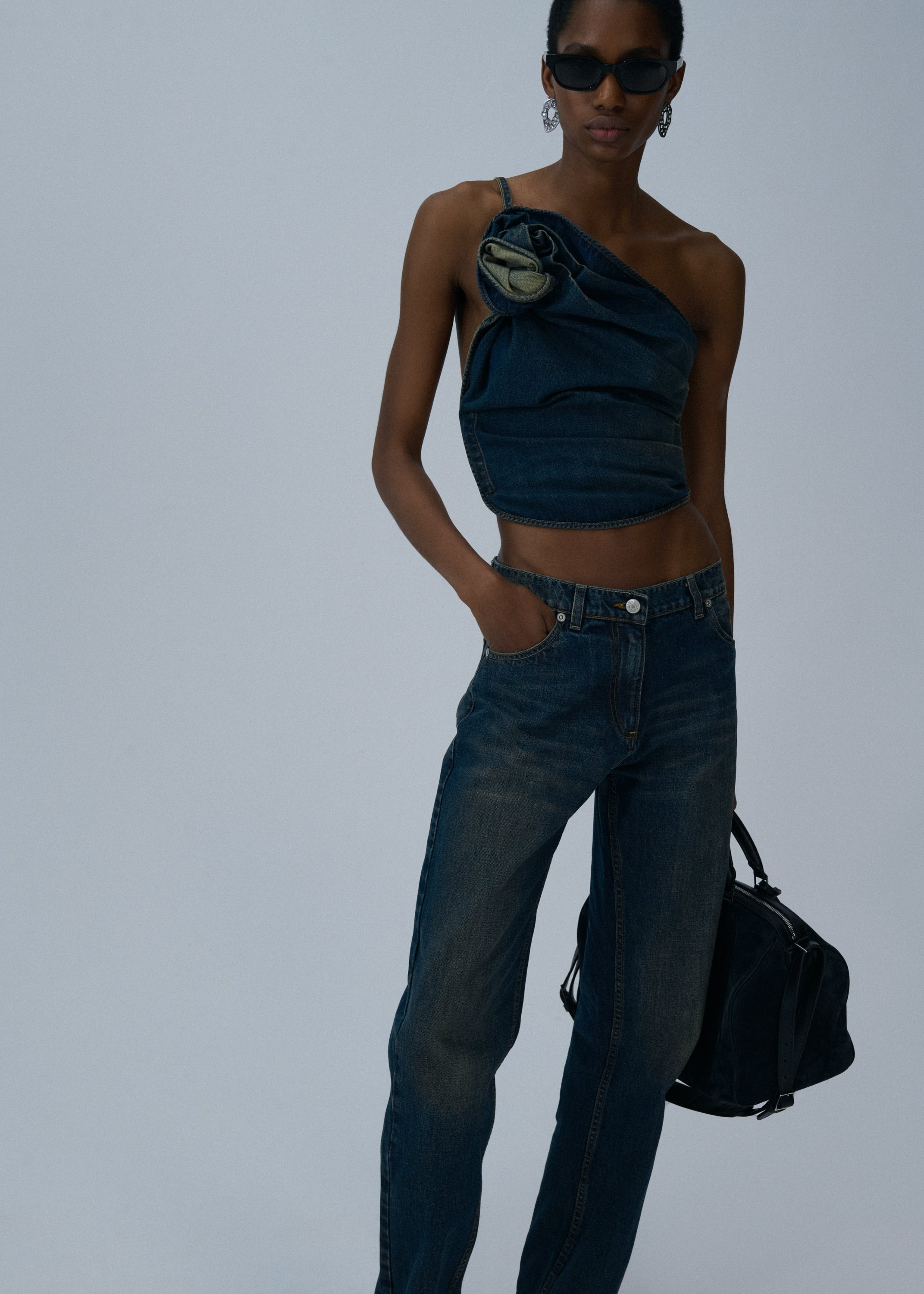 Straight-leg denim pants in dark vintage blue - 4