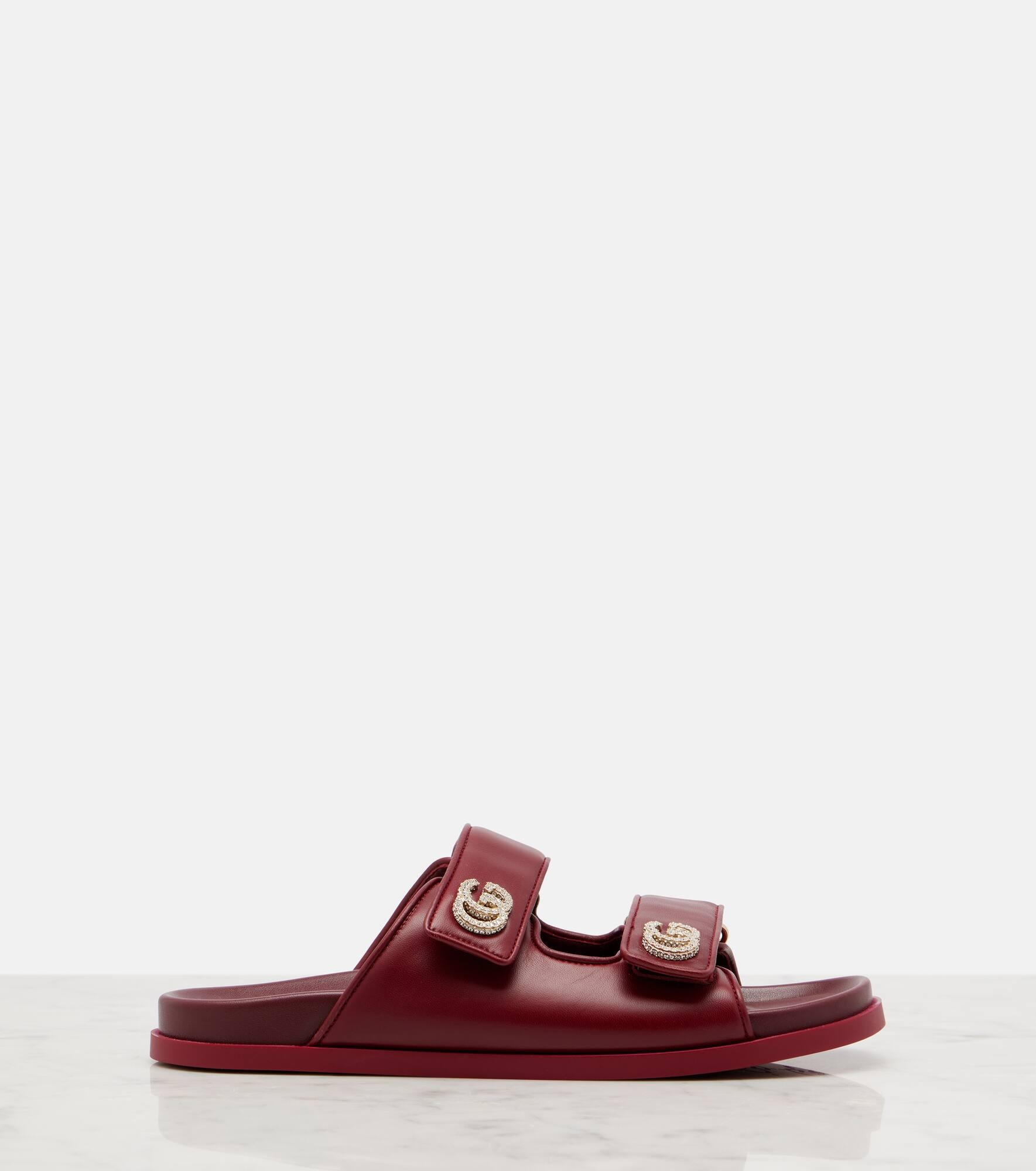 GG crystal-embellished leather sandals - 4