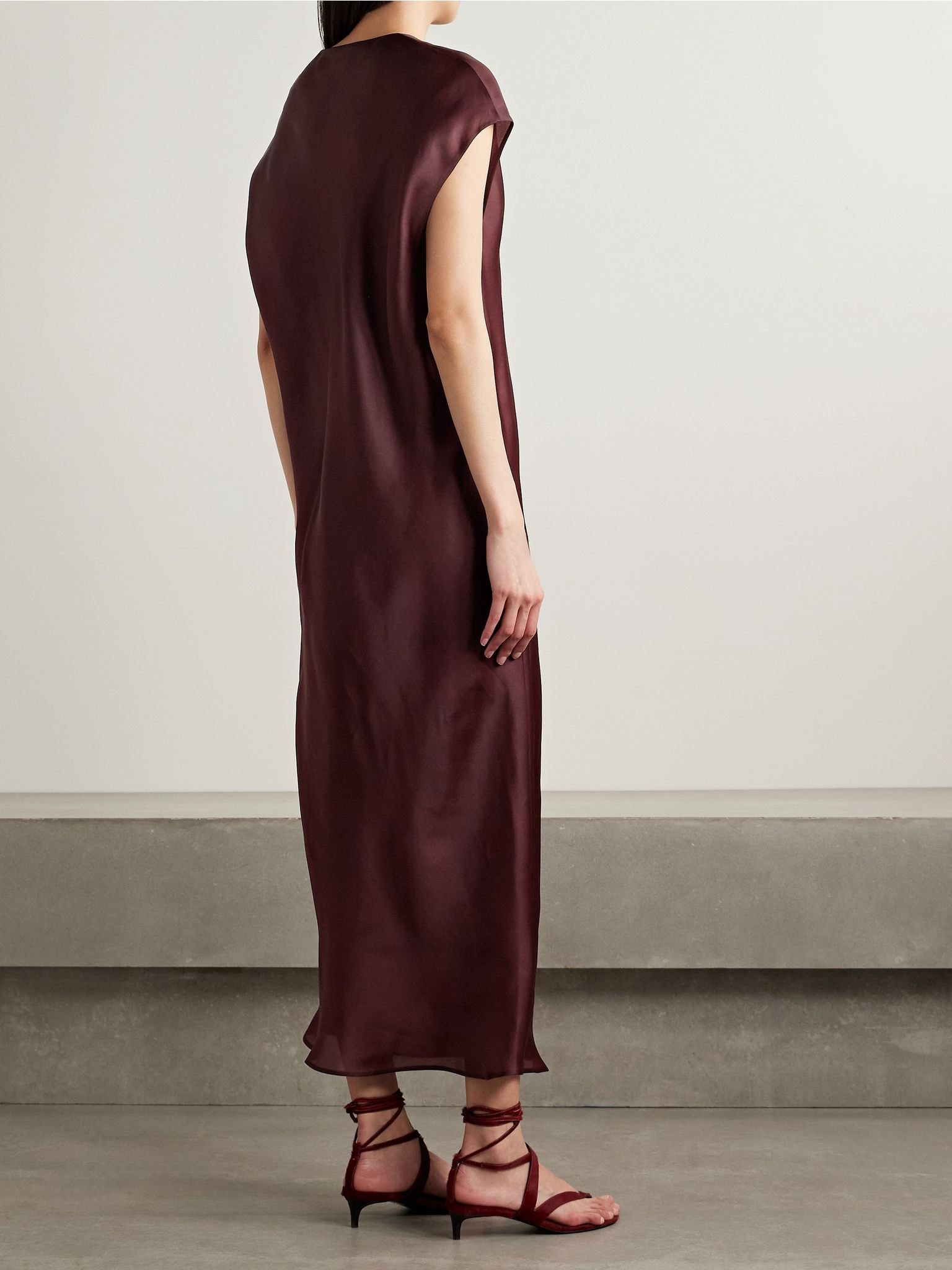Darby silk-organza midi dress Merlot - 3