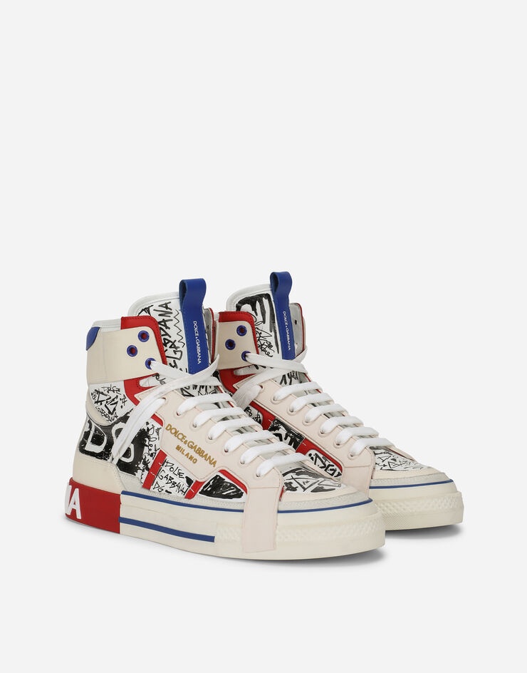 Calfskin Custom 2.Zero high-top sneakers with graffiti print - 2