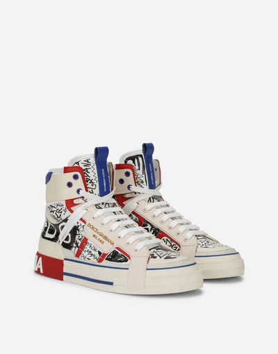 Dolce & Gabbana Calfskin Custom 2.Zero high-top sneakers with graffiti print outlook