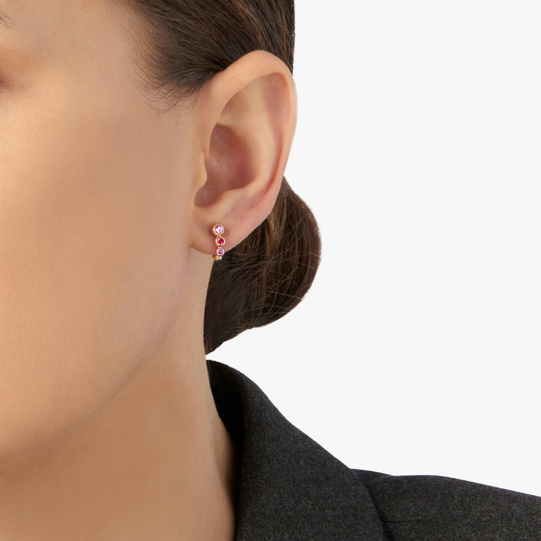 ROSE GOLD & COLOURED STONE BOLLICINE EARRING - 3