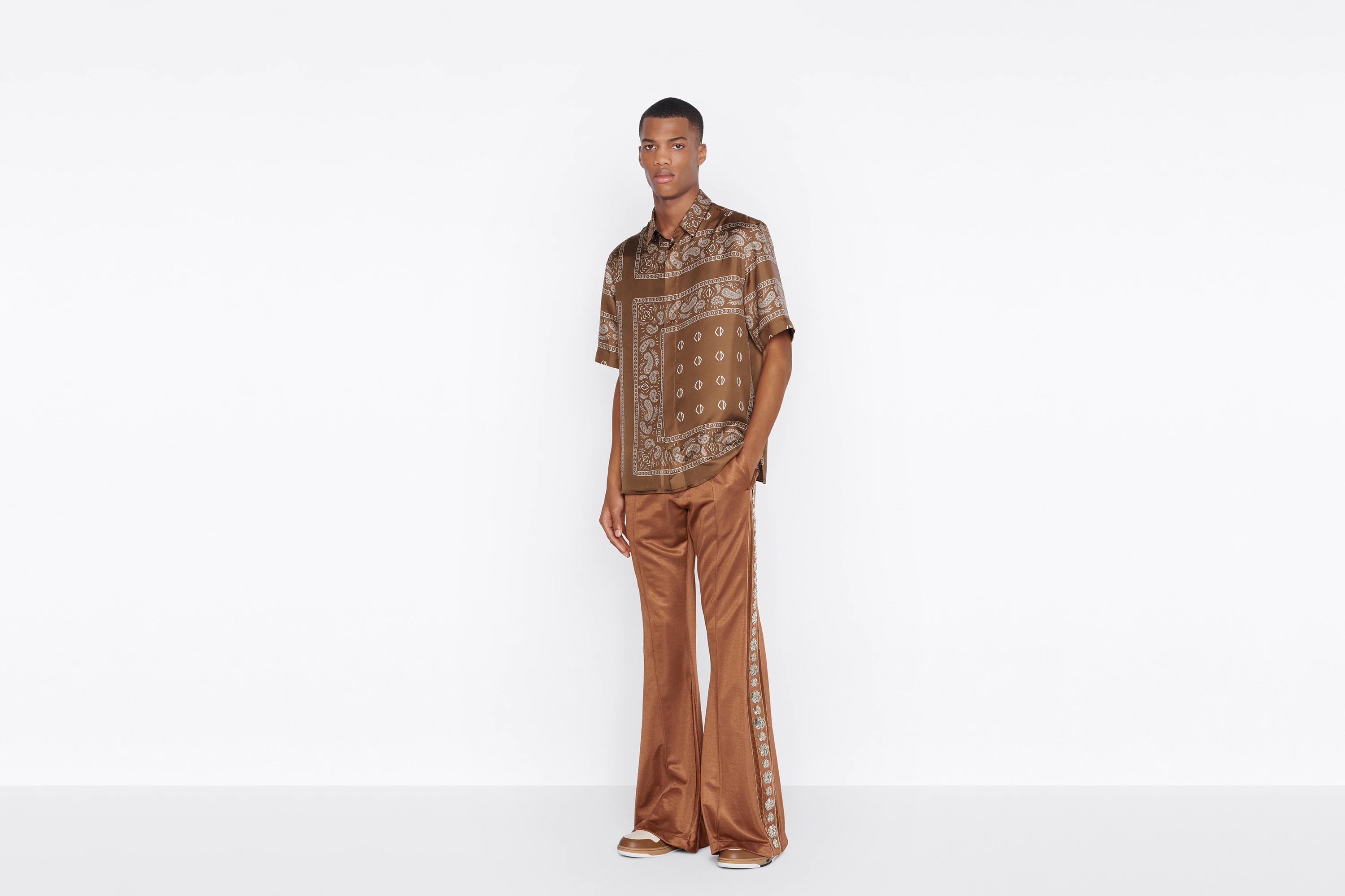 Short-Sleeved Shirt with Bandana Motif - 6