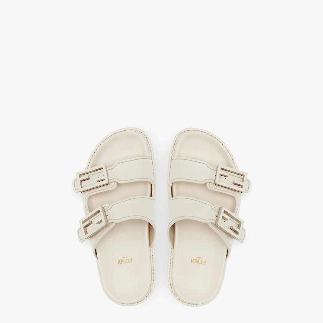 White leather slides - 4