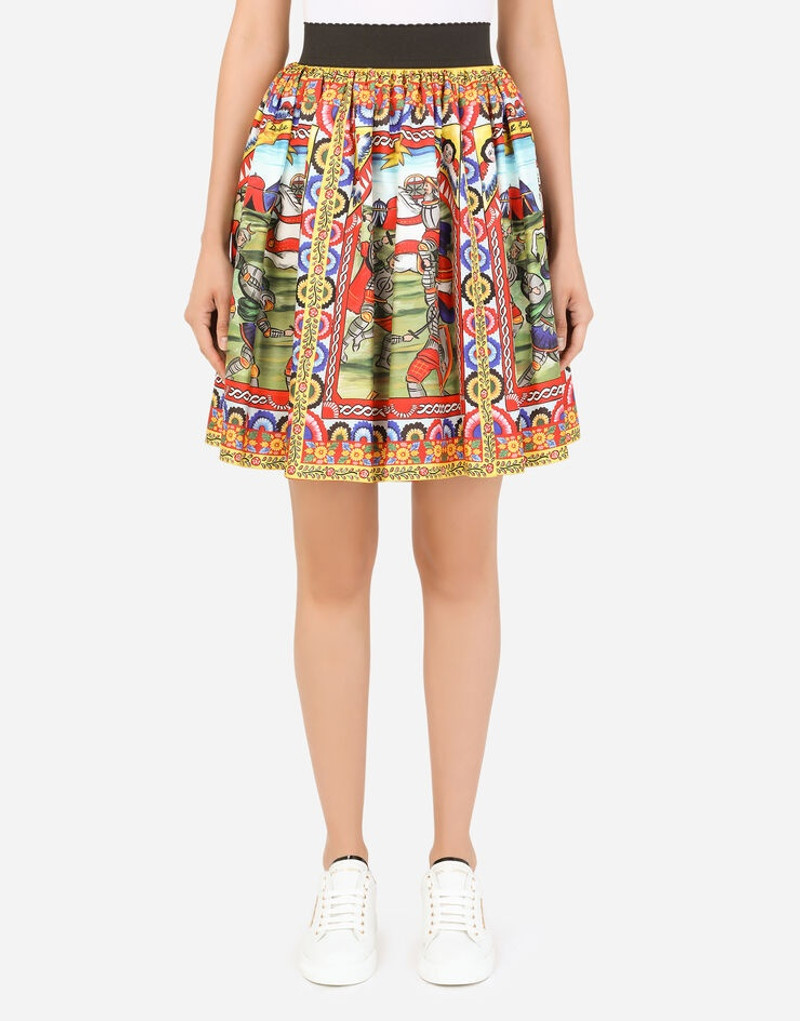 Short Carretto-print twill skirt 1