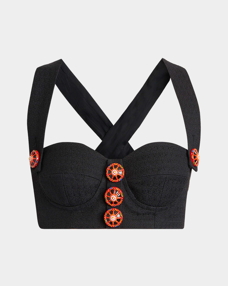 Carretto-Button Crop Bustier Top 1