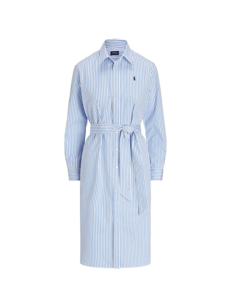striped-pattern belted midi dress 1