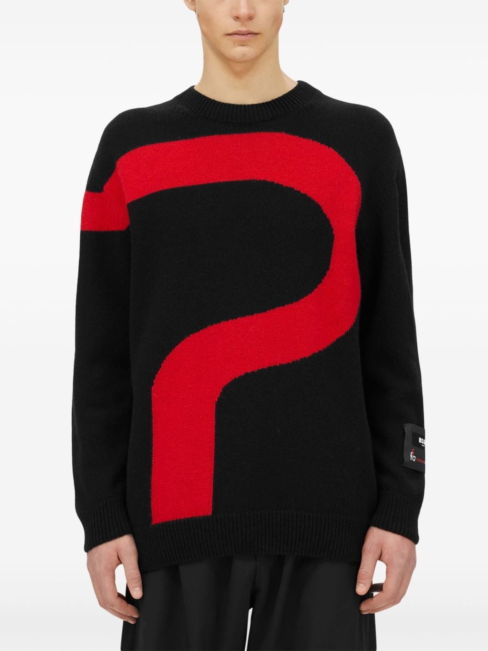 logo appliquÃ© patched sleeve jumper - 3