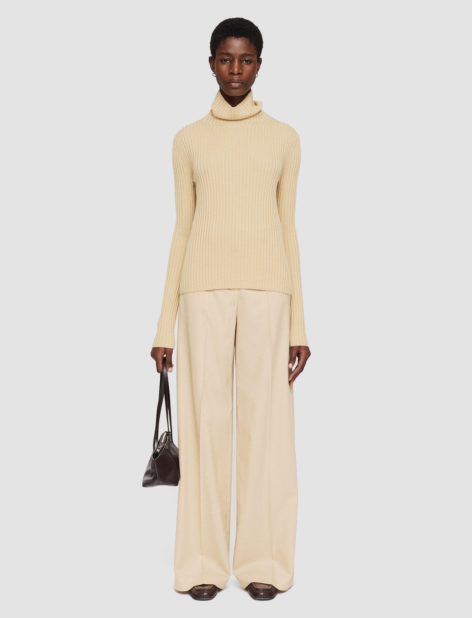 Merino Silk Rib High Neck Jumper - 2