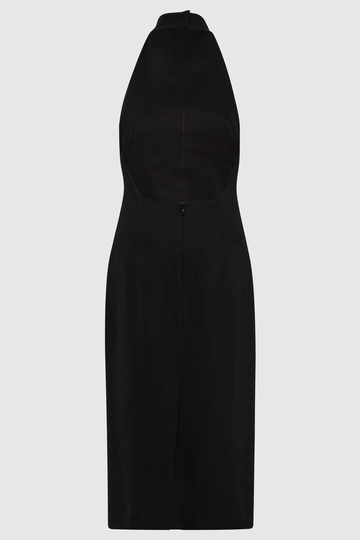 Raw Edge Halter Dress - Black - 7