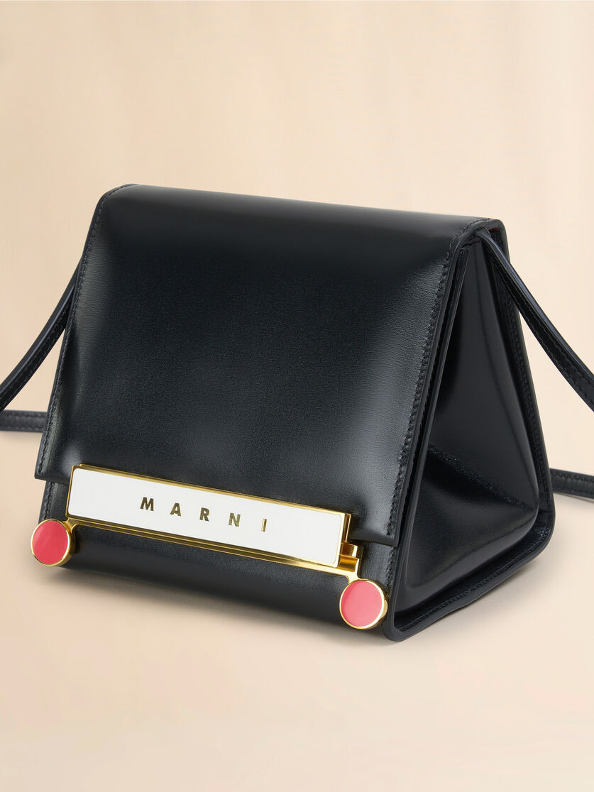 BLACK LEATHER VHS SMALL TRIANGLE BAG - 5