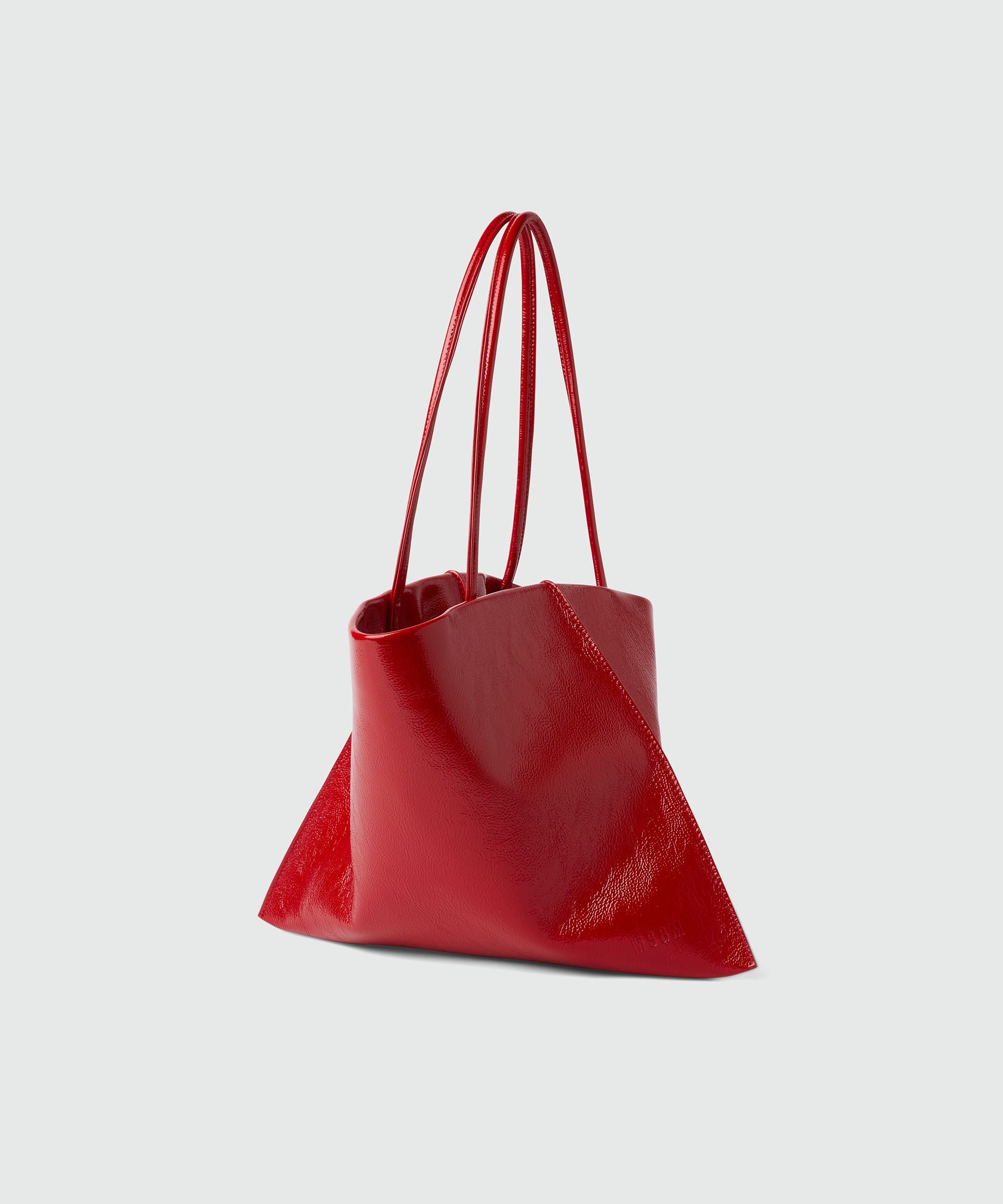 Red leather asymmetrical bag - 3
