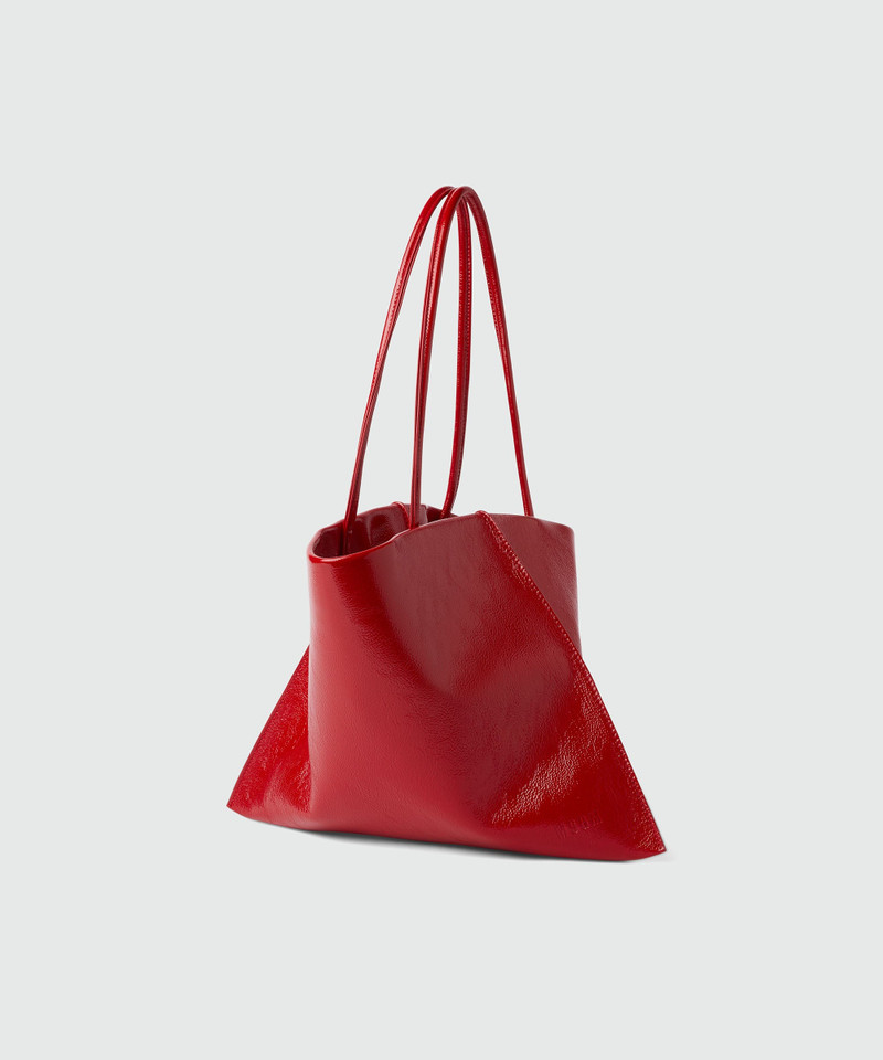 Red leather asymmetrical bag 3