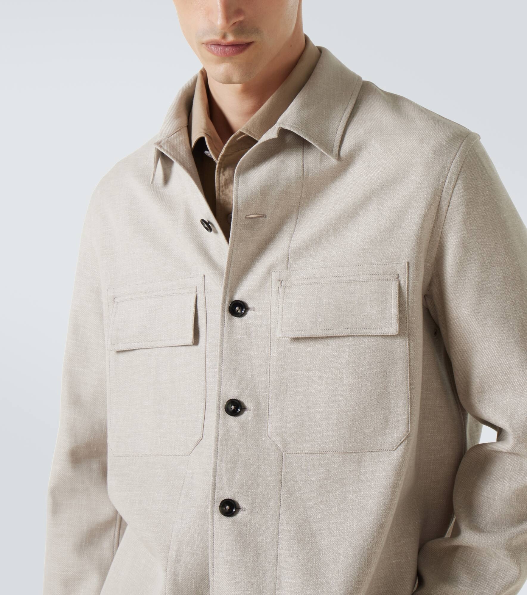 Linen, wool, and silk-blend overshirt - 6