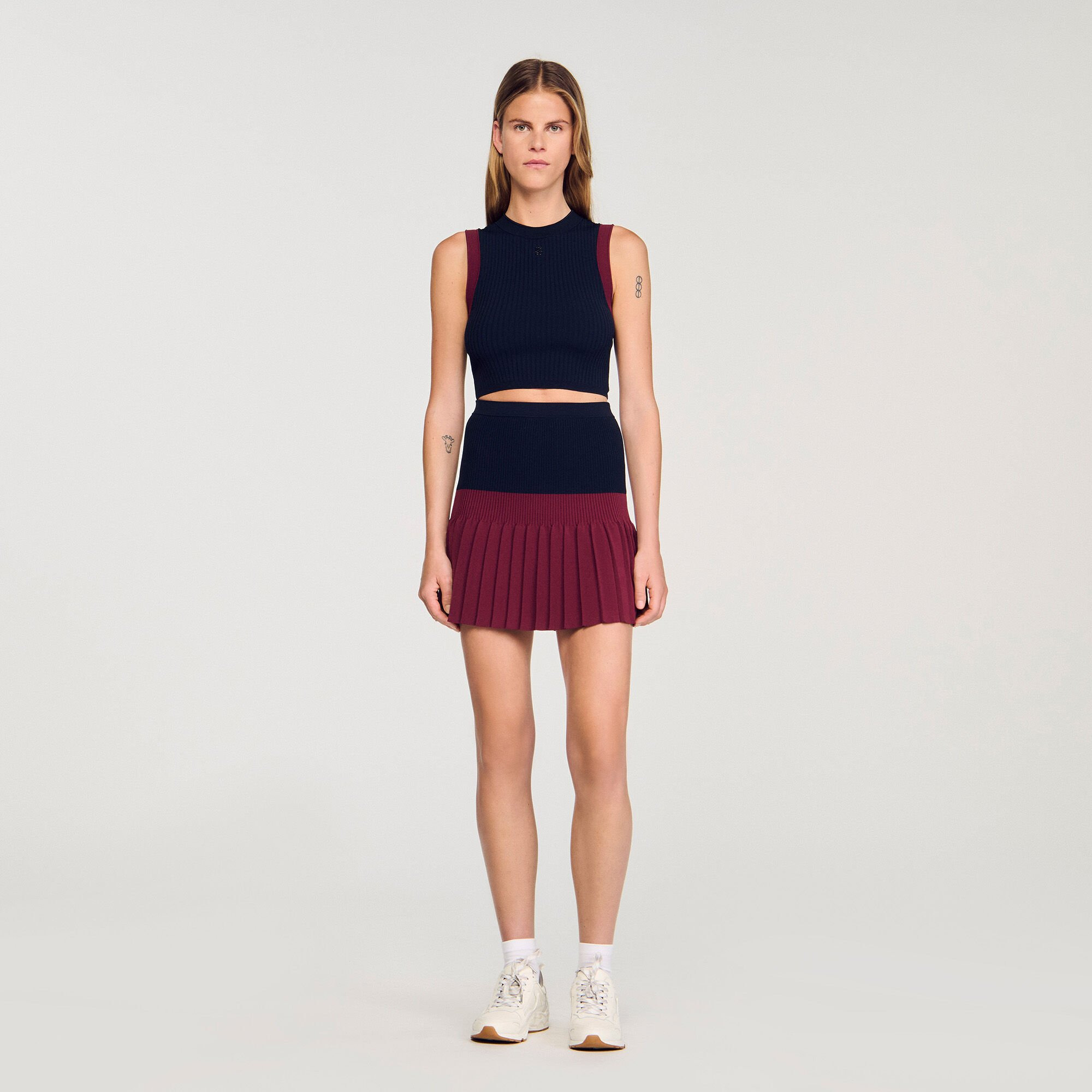 TWO-TONE KNIT TOP - 2