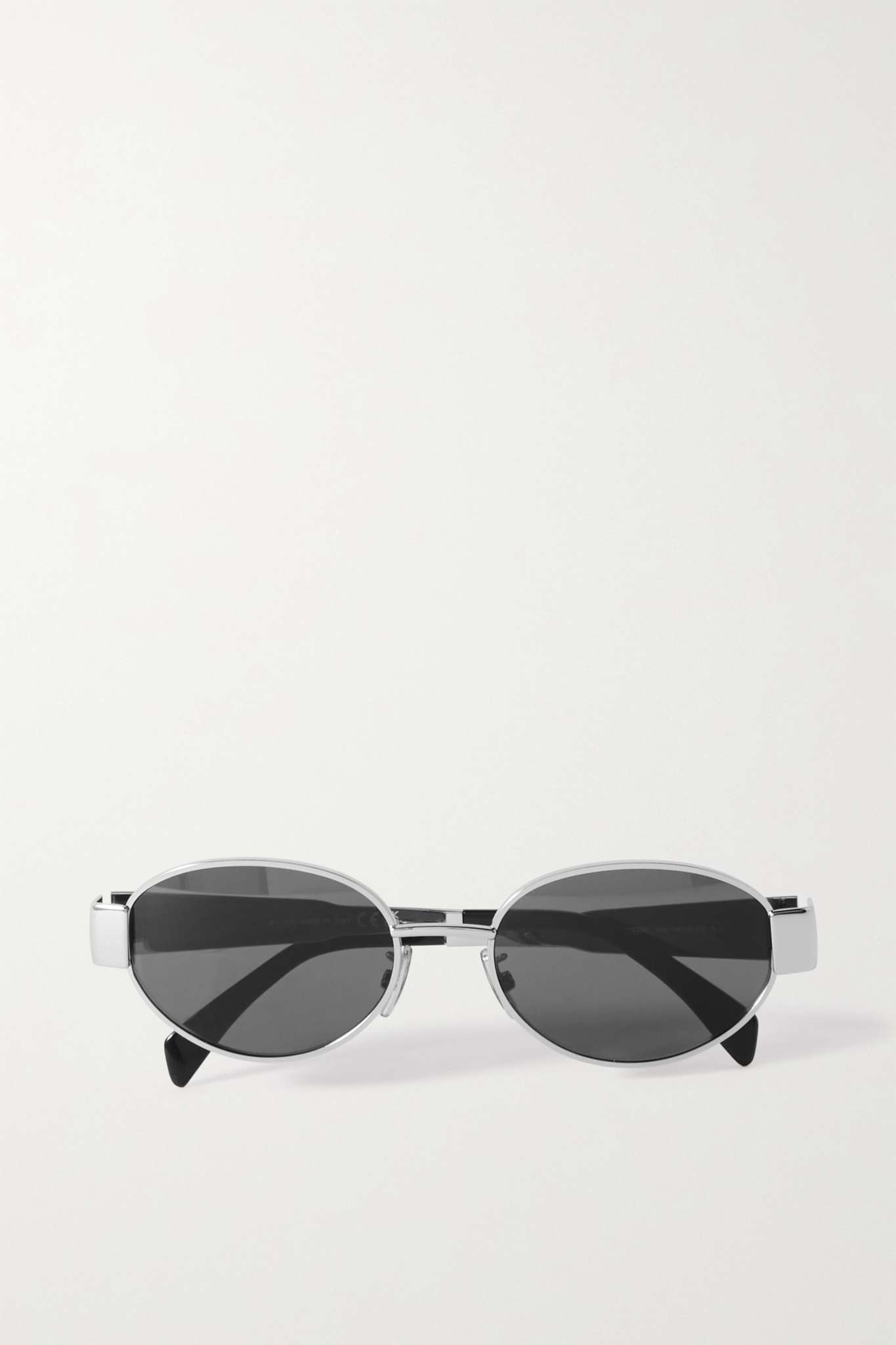 CELINE Oval-frame silver-tone and acetate sunglasses