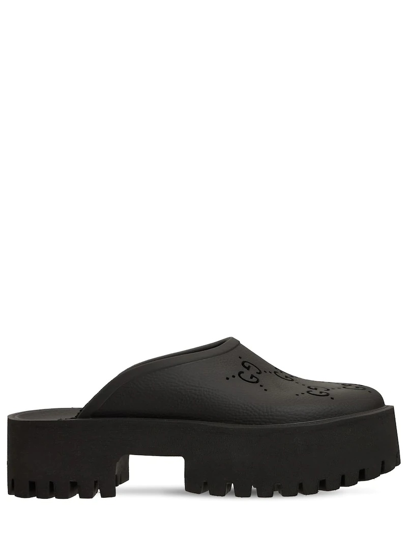 GUCCI 55MM ELEA PERFORATED G PLATFORM SANDALS | luisaviaroma