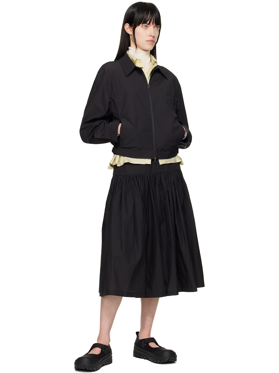 Black Cropped Zip-Up Jacket - 4