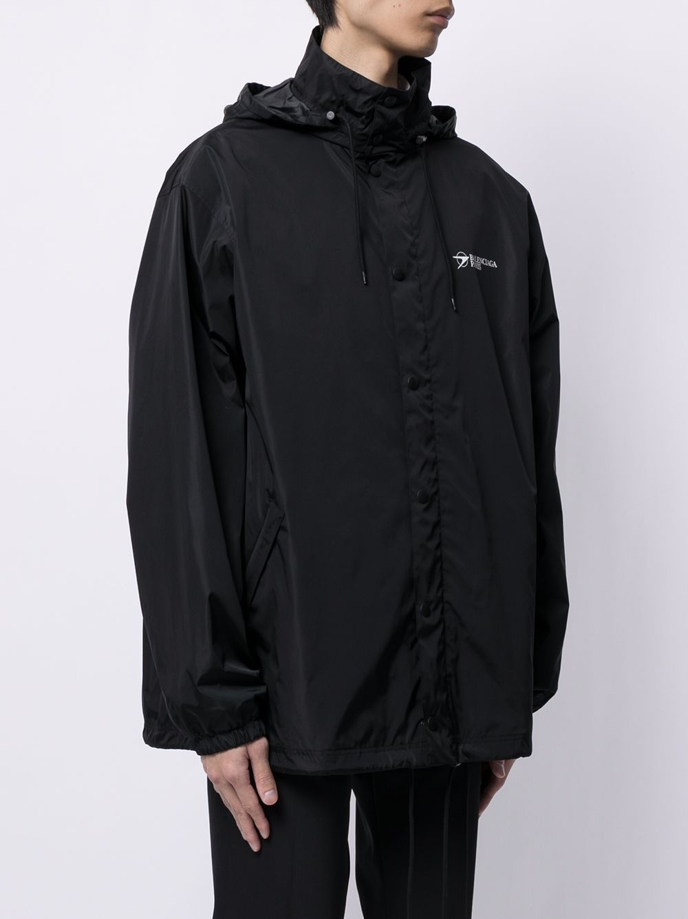 logo-print drawstring-hood jacket - 3