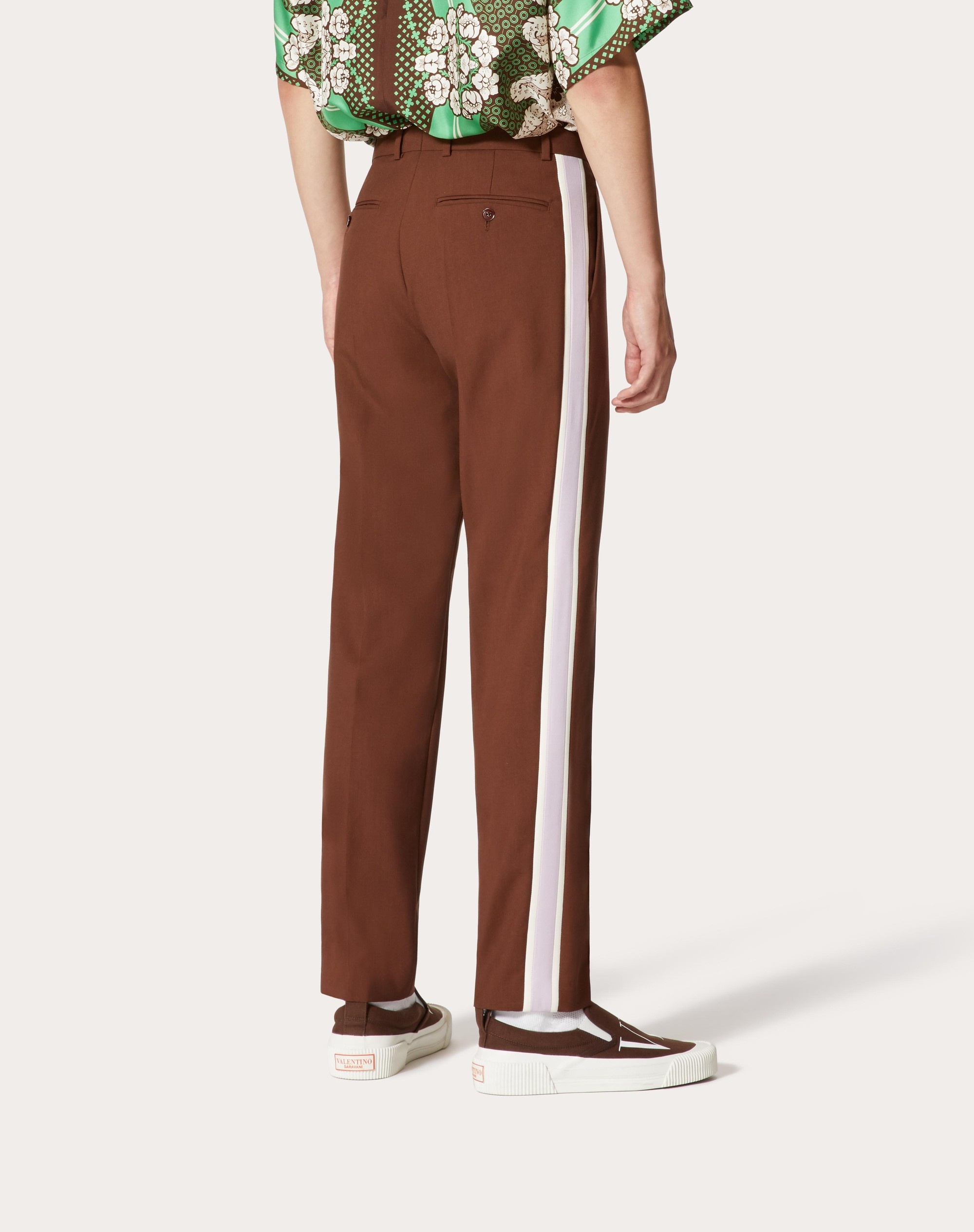 WOOL PANTS WITH CONTRASTING COLOR SIDE BANDS - 4