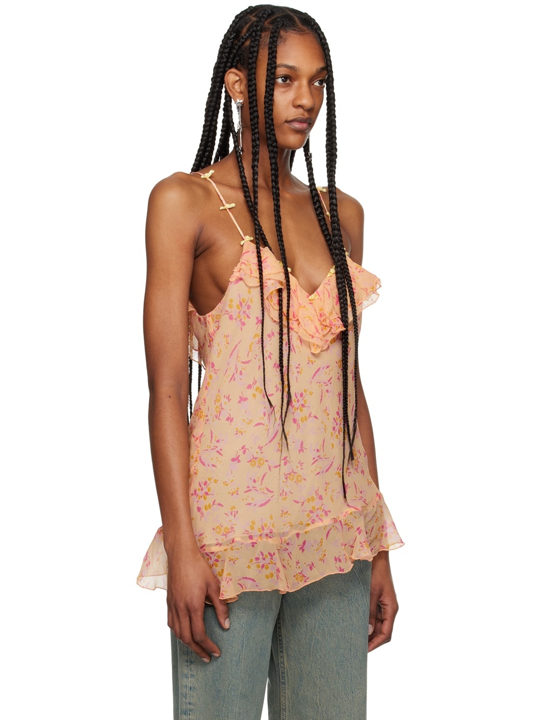 Orange Floral Tank Top - 2