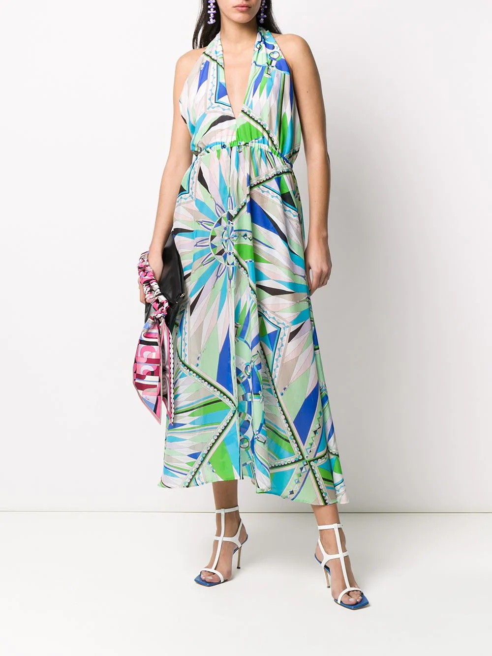 abstract print halterneck dress - 2