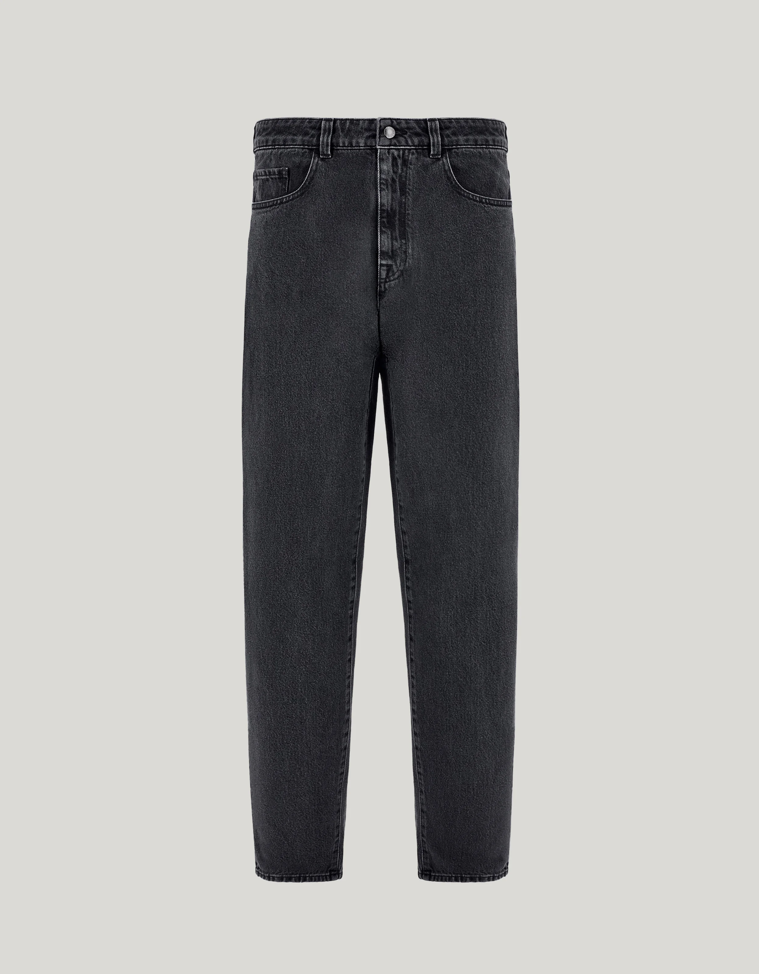 BLACK COTTON DENIM REGULAR-FIT JEANS - 1