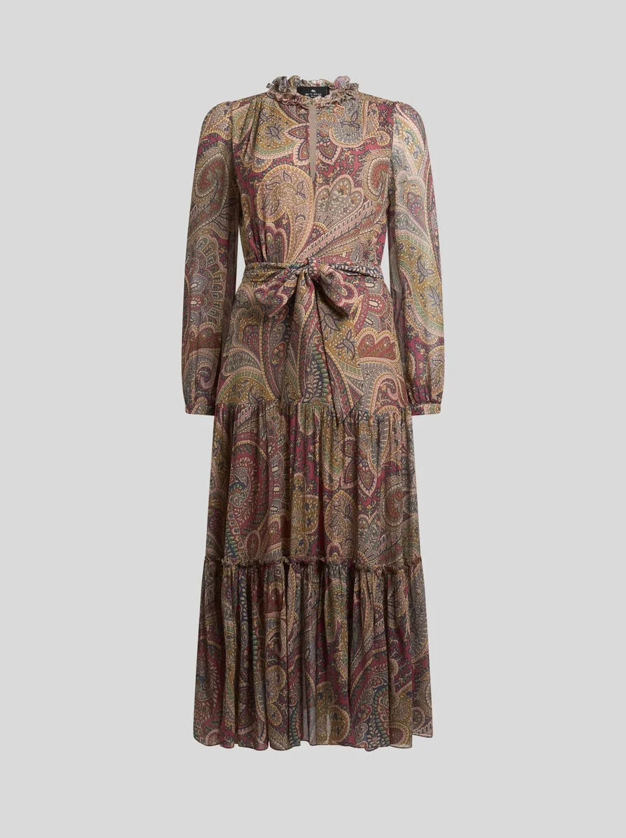 SILK CREPON PAISLEY DRESS - 1